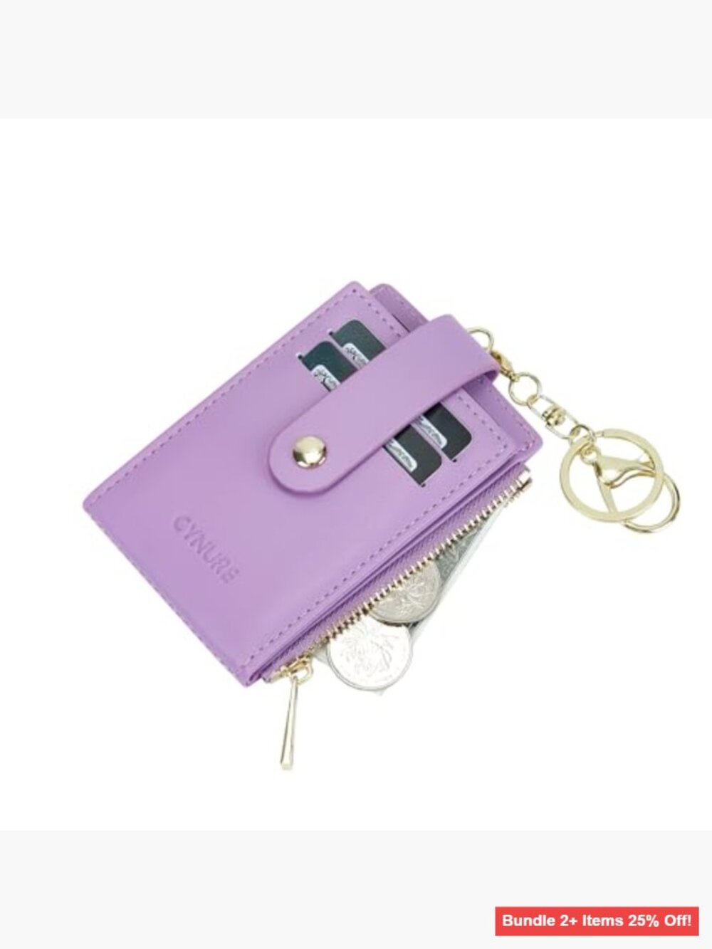Slim RFID Blocking Card Holder Wallet with Keychain Front Pocket - Picture 5 of 7